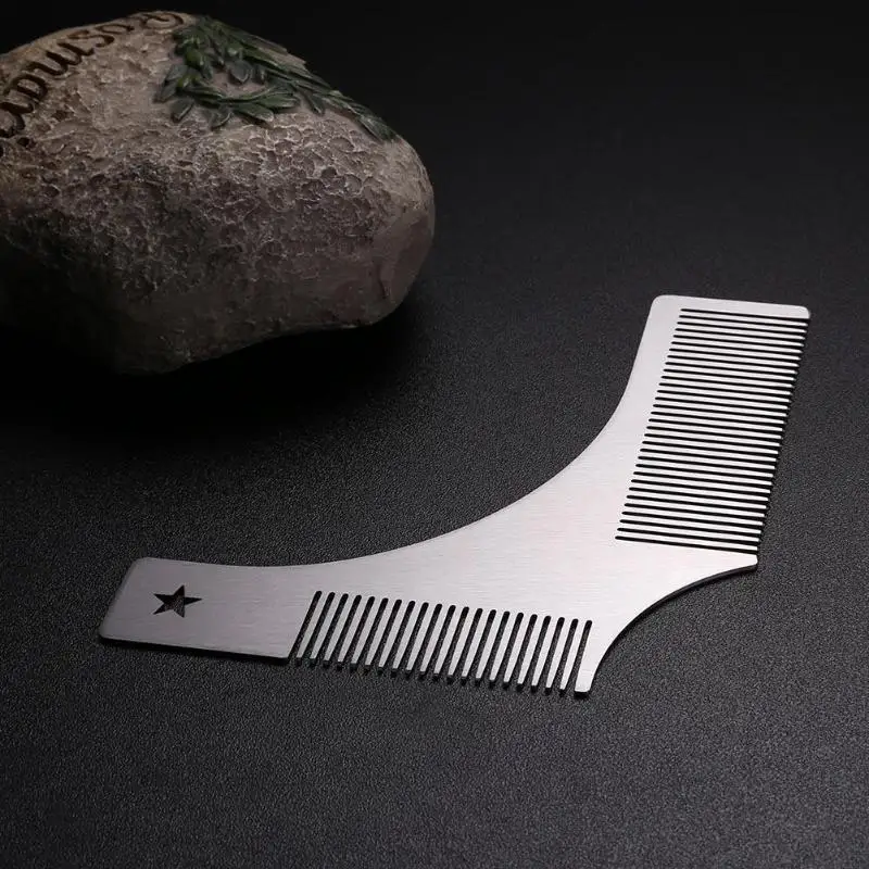 1 шт. серебристая стальная Расческа для стрижки бороды|Расчески| |
