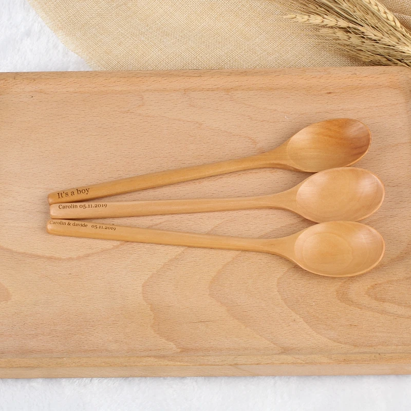 Деревянная ложка с датой и именем на заказ столовые приборы в деревенском стиле