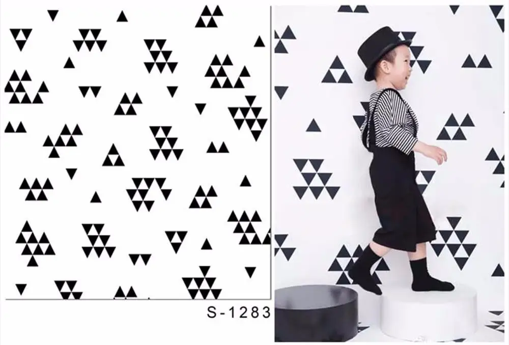 Черный треугольный баннер белые настенные фоны виниловая ткань Высокое качество