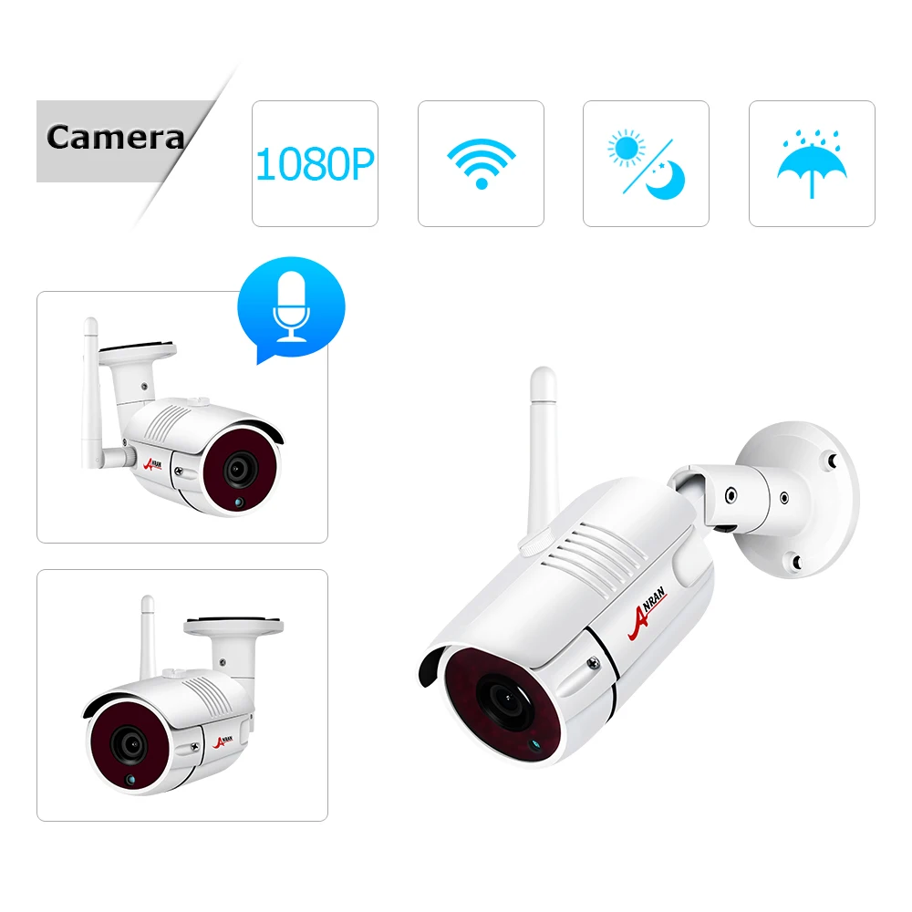 ANRAN CCTV P2P 4CH Wifi NVR 36IR водонепроницаемый наружный Bullet 1080P видео аудио IP Беспроводная камера система безопасности жесткий диск