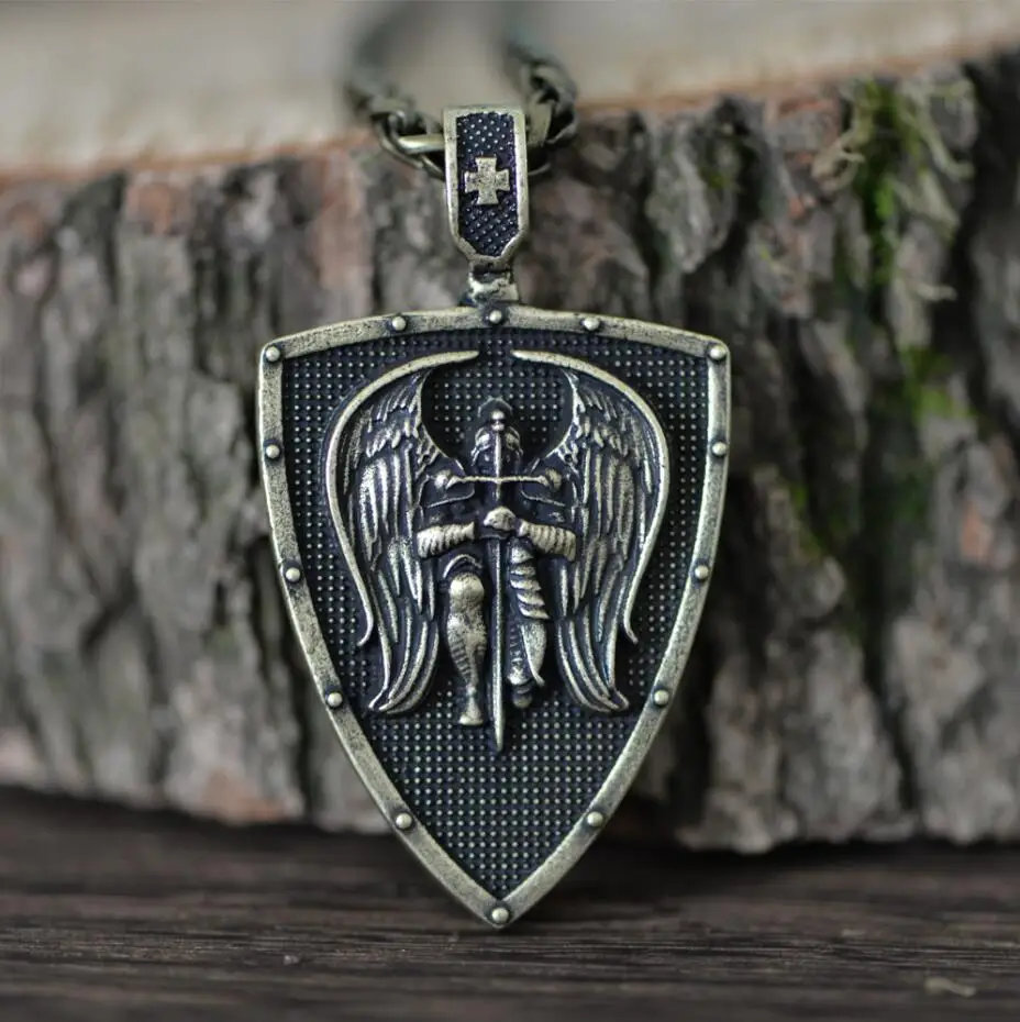 Metal Chain AB Langhong 1 шт. подвеска с Майклом защитите меня Ожерелье Меч Святого молитва колье с подвеской с религиозной символикой - Окраска металла: Metal Chain AB