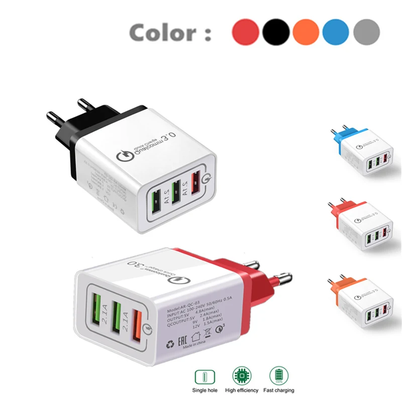 USB зарядное устройство QC 3 0 18 Вт быстрая зарядка для Samsung s10 s9 iPhone X Xs 8 7 plus 6s xiaomi mi9 mi8