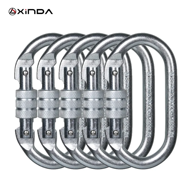 5 PCS XINDA профессиональный открытый скалолазание натяжение безопасности Supervivencia замок оборудование Карабин Кемпинг Туризм выживания комплект - Цвет: 5 PCS