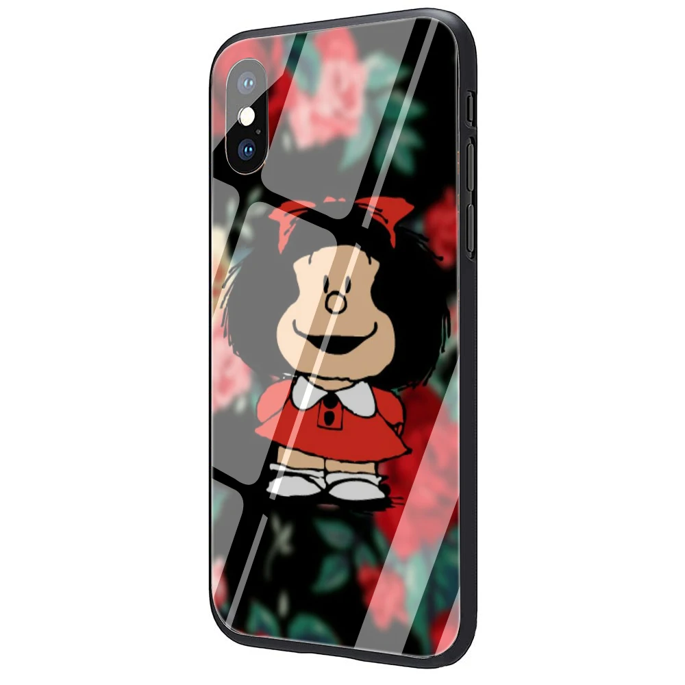 G3 Mafalda закаленное стекло ТПУ черный чехол для iPhone 5 5S 6 6s 7 8 plus X XR XS 11 pro Max - Цвет: G3