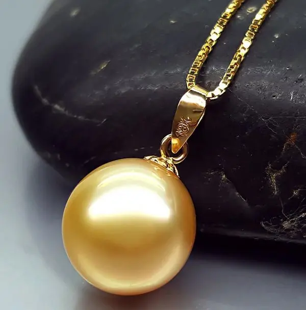 100% натуральное Золотое жемчужное ожерелье из южного моря с 18-каратным жемчугом