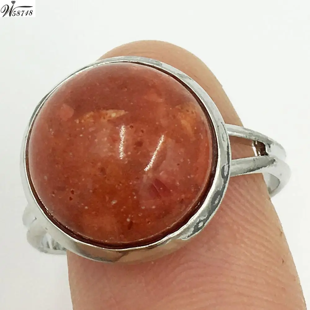 Coral C7232 Кристальный лазурит тигровый глаз авантюрин Howlite Sodalite Goldstone Opal Jaspe синяя Песочная бусина кольцо 6,5~ 1" US Adjust WFH588 - Цвет основного камня: Coral C7232