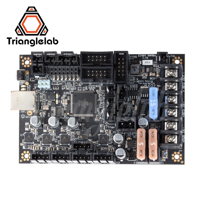 

Материнская плата trianglelab Einsy Rambo 1.1b для 3D-принтера прусamk3 MK3S, шаговые драйверы TMC2130, 4 переключаемых выхода Mosfet