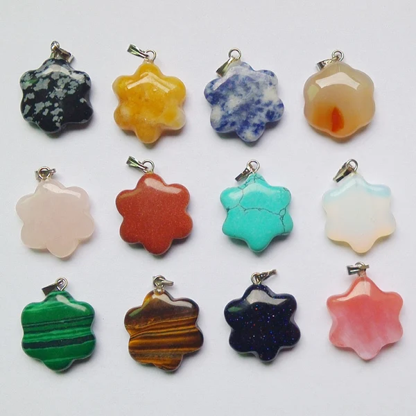 

2016 New hot sale natural stone mixed Plum flower charms pendants for jewelry making 12pcs/lot wholesale Free shipping