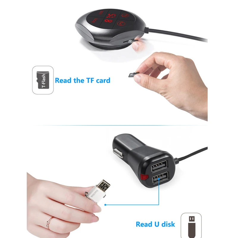 Herorider Беспроводной автомобильный Bluetooth Fm-передатчик с двойным USB-зарядным