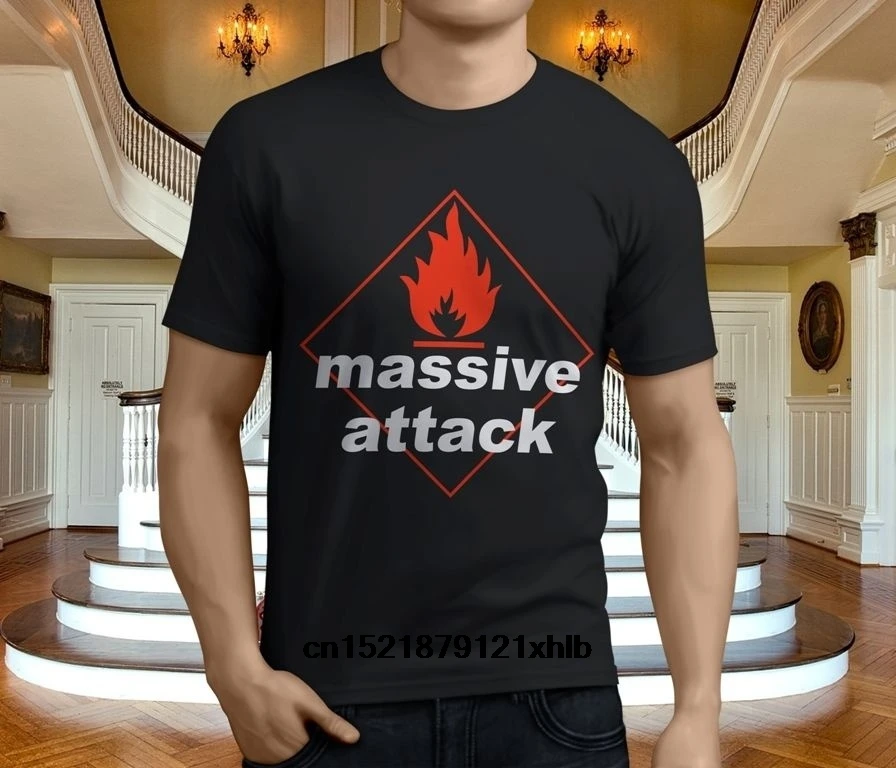 Возьмите Для мужчин футболка Популярные Massive Attack хип хоп группы черный s шею дна
