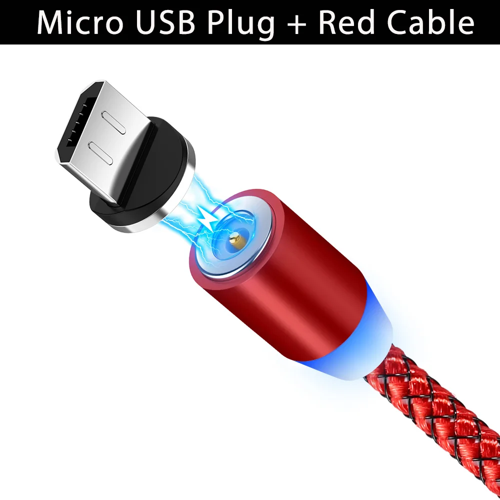 Micro cable Red R-Line1 светодиодный магнитный usb-кабель для samsung, Xiaomi, huawei, LG, магнитный штекер, кабель USB type-C, кабель Micro usb и usb-кабель - Цвет: Micro cable Red