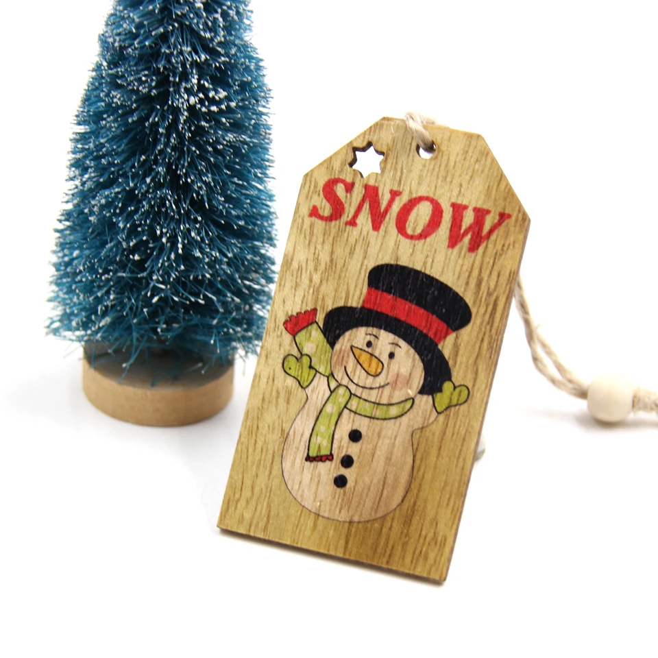 Snowman hat 5 шт. милые печатные рождественские подвесные орнаменты DIY деревянные поделки домашний орнамент с рождественской елкой для детей подарок для рождественской вечеринки украшения - Цвет: Snowman hat