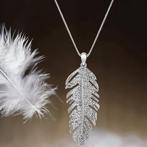 Женская цепочка с кулоном в виде пера стразы из сплава богемном стиле|chain