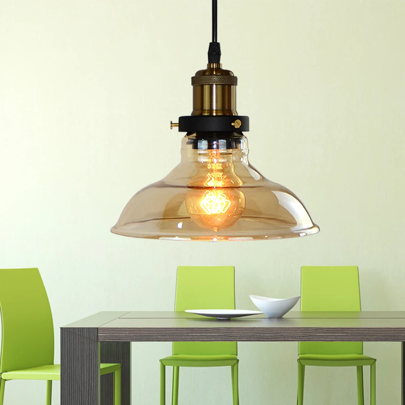 Blueking Винтаж Прозрачное Стекло Подвесные Светильники Светильник Loft Ретро E27