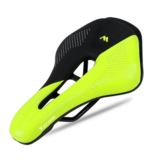 A Style Green WEST BIKING седло для велосипеда, шоссейные стальные рельсы, горный велосипед, Sillin Bicicleta Carretera, мягкое седло из искусственной кожи для горного велосипеда - Color: A Style Green