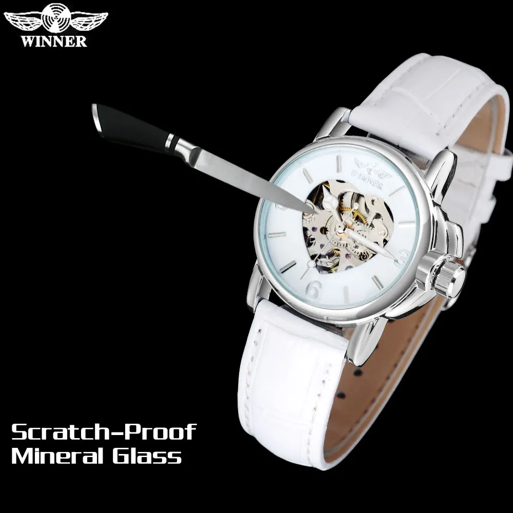 WINNER популярный бренд 2016 женские часы простые автоматические Скелетон циферблаты