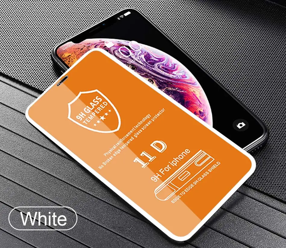 11D Curved Full Protective Glass On The For IPhone XS XR XS Max X Tempered Film For IPhone XR X XS Max Screen Protector Glass - Цвет: White
