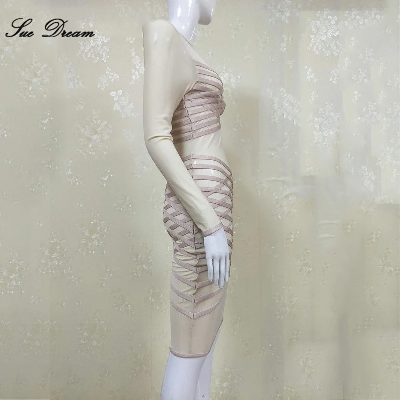 Новинка 2019 модное женское осеннее бежевое платье Сетчатое подиумное с длинным