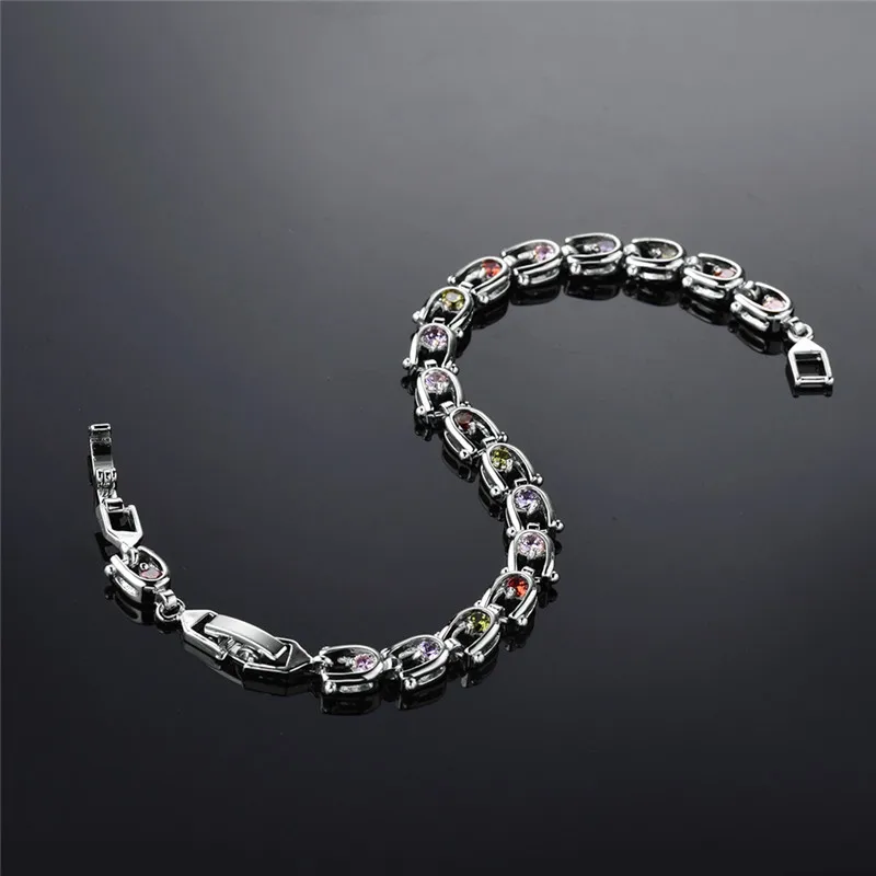 Женский винтажный браслет BUDONG из серебра/золота с разноцветными кристаллами 18