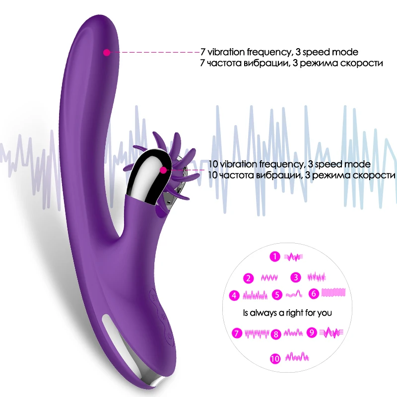 7 скоростей и 10 вращение режимов оральный секс язык игрушка Лизун G Spot дилдо