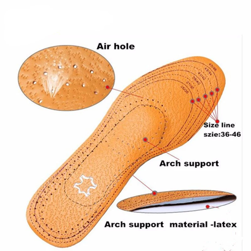 EXPfoot X leg Foot cCare Pronation Leather Orthotic Insole Arch Support Orthotic Insoles Healthy Breathable Leather Insole