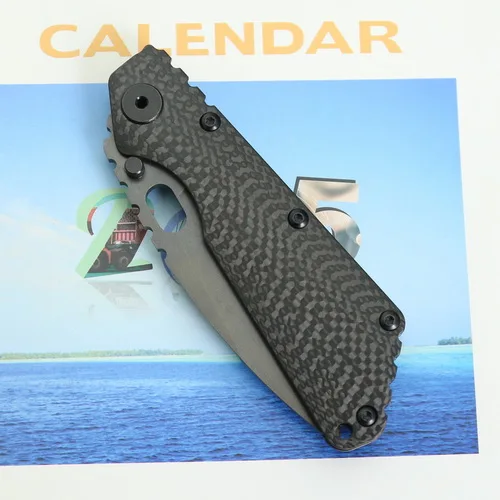 Black blade BEKETEN SMF Folding Knife D2 blade TC4 Titanium CF handle Copper washer kitchen outdoor camping utility fruit Knives EDC Tools - Цвет: Black blade