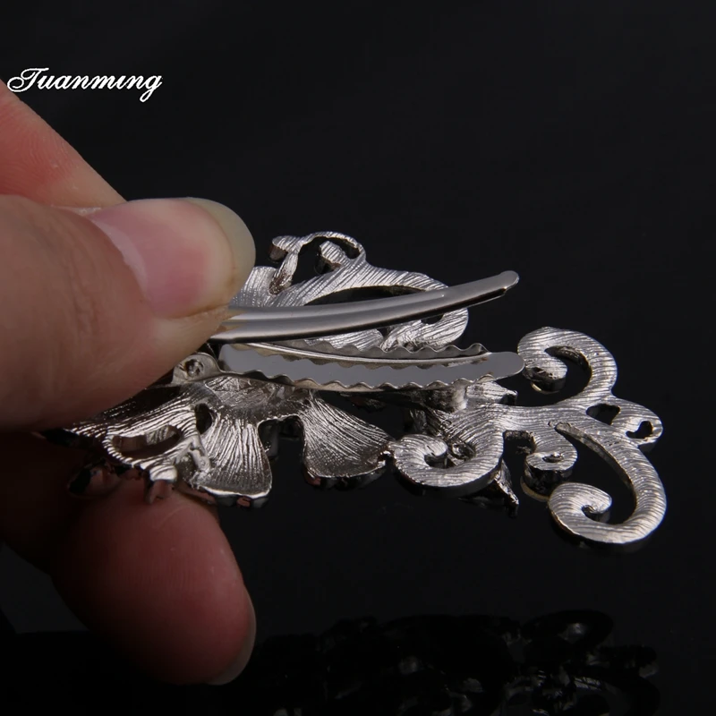 Модные хрустальные серебряные свадебные аксессуары для волос цветок лист горный