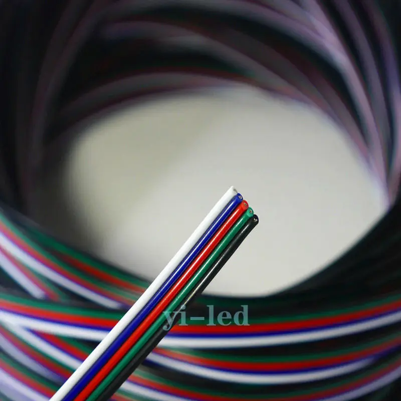 10 м 5 контактный удлинитель 22AWG Eleite/синий/красный/зеленый/черный для RGBW 5050 3528 LED Stirp