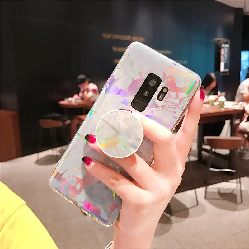 Case For Samsung Galaxy Note 9 8 note9 Laser Marble Texture Soft Silicon Cover Cases S8 S9 plus s7 edge |