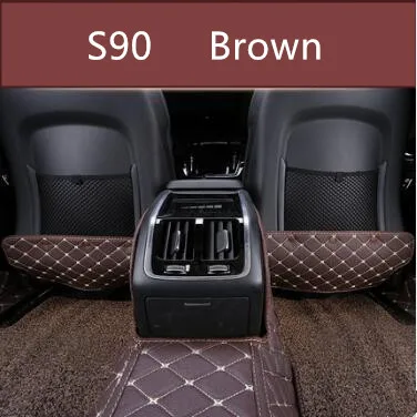 Кожаный Автомобильный Стайлинг спинки сиденья анти Kick Pad для Volvo S90 V90CC-18 интерьер Анти Грязный коврик защита колодки аксессуары - Название цвета: Brown