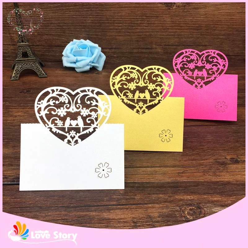40 шт. любовь птицы лазерная резка для свадьбы Вечерние настольные карточки с