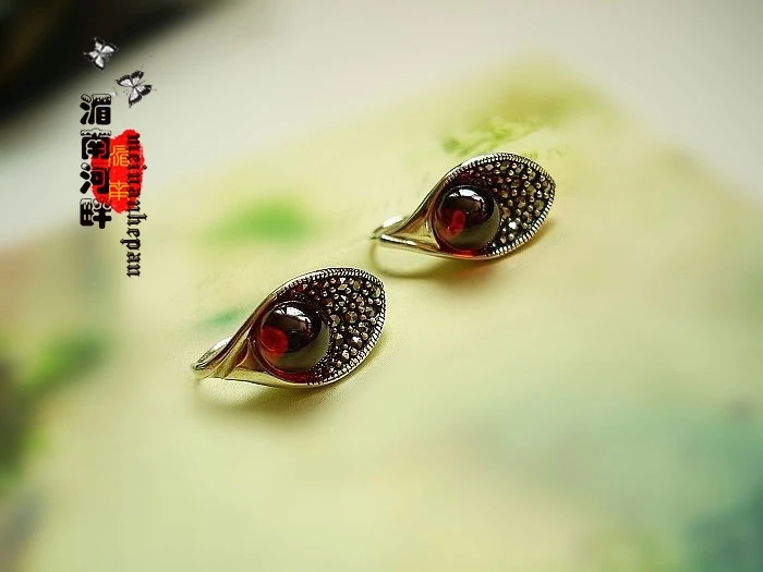 Тайское ювелирное изделие из чистого серебра 925 пробы ручное производство серьги