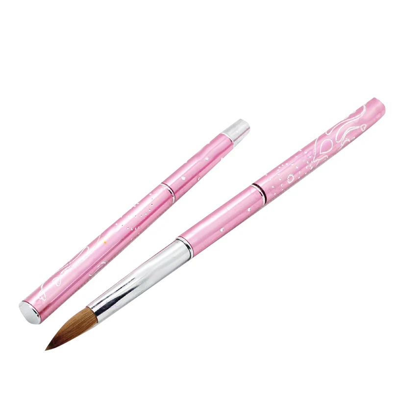 PRETTYSEE Nail Art Brush with Rhinestone on Mental Pink Handle Kolinsky Tool | Красота и здоровье