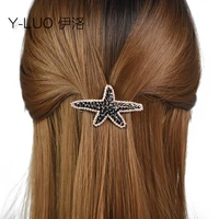 women headwears cute sea star hair clip for girls vintage hair barrettes rhinestone hairpin bow hair accessories for women