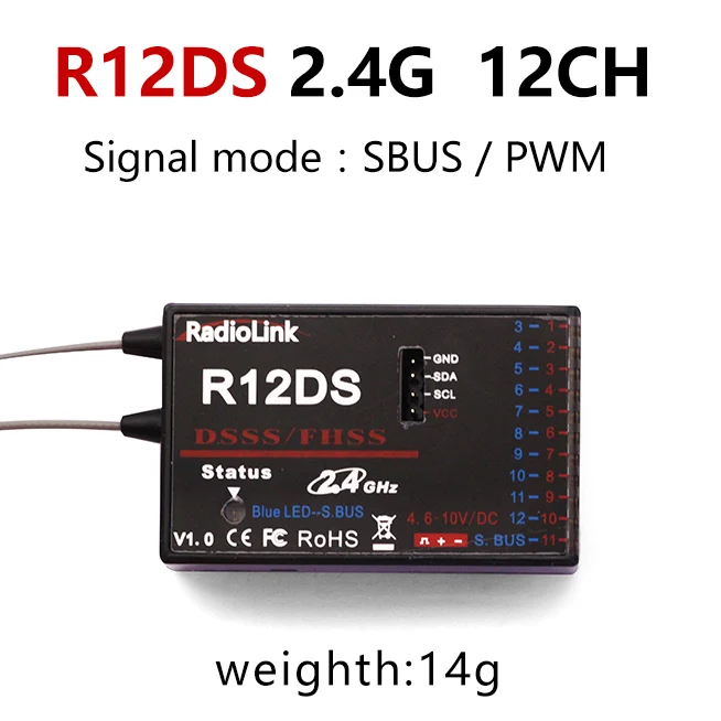 R12DS Radiolink R12DSM R12DS R9DS R8FM R6DSM R6DS R6FG Rc приемник 2,4G усилитель сигнала для передатчика радиоуправляемой модели AAT9/AT9S/AT10/AT10II - Цвет: R12DS