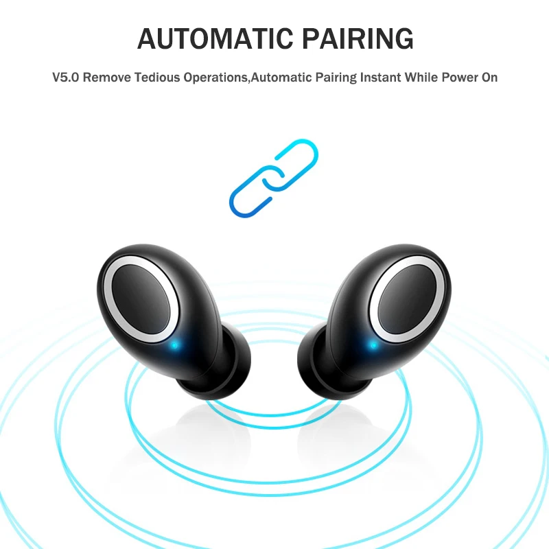 Наушники-вкладыши Bluetooth V5.0 беспроводные с поддержкой TWS и зарядным чехлом |