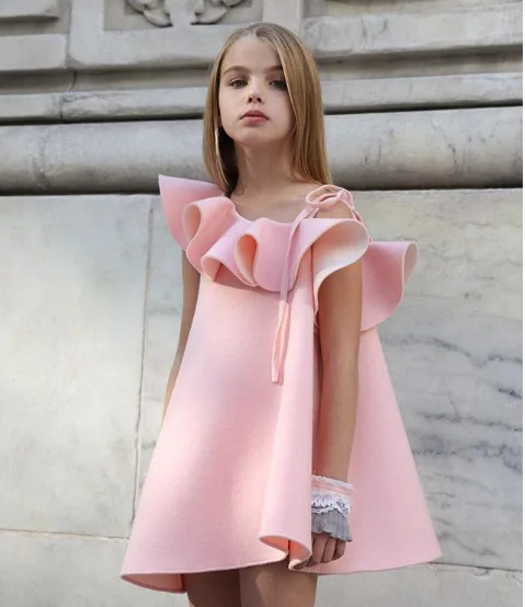 

Toddler Girl Dresses Fashion Sleeveless Ruffles Kids Girls Summer Dresses For Party Pink Color Princess Dress Wedding Birthday