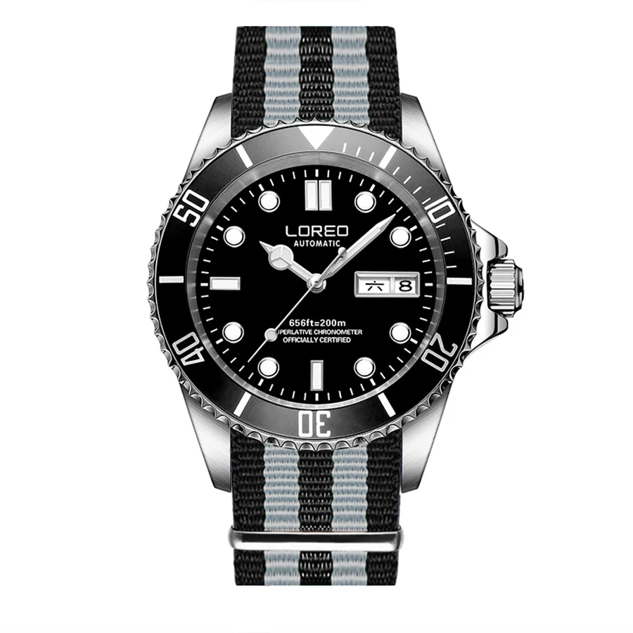 Colour 8 LOREO мужские классические деловые часы серии Дайвинг 200 м водонепроницаемые Стальные Роскошные Брендовые мужские часы из нержавеющей стали Relogio Masculino - Цвет: Colour 8