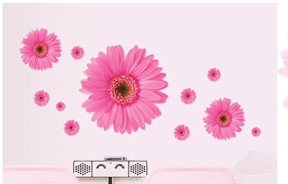 Colorful Sunflower Wall Sticker Dream living room Art Decal pink red yellow nursery Decor mural kids Bedroom stickers | Дом и сад
