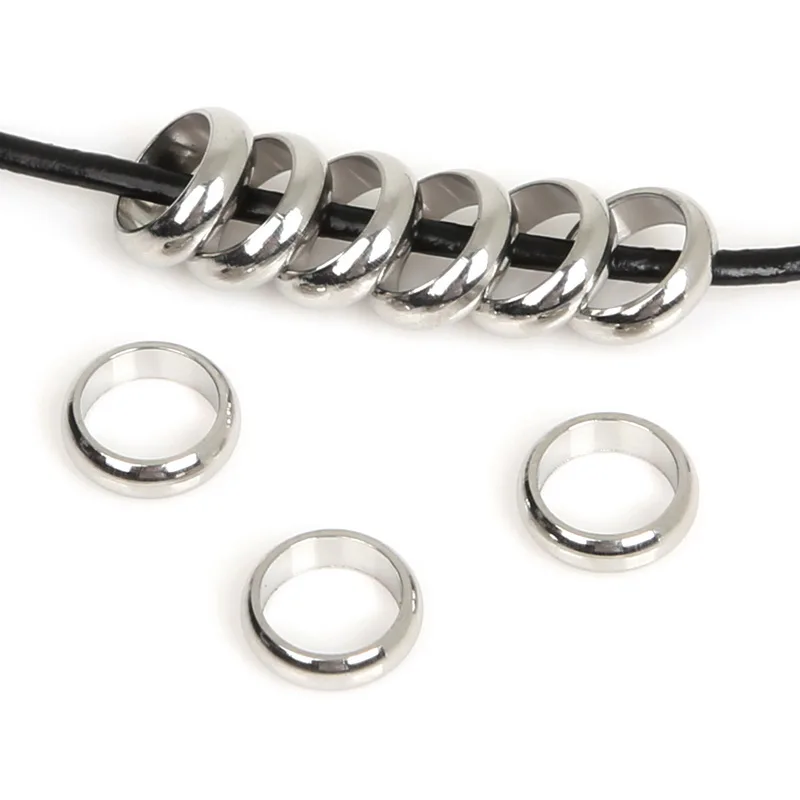 Бусинки с большими отверстиями DIY из нержавеющей стали серебристый оттенок