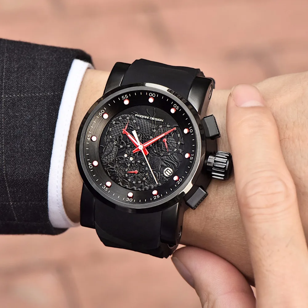 PAGANI дизайнерские Брендовые спортивные часы для мужчин силиконовый кварцевый