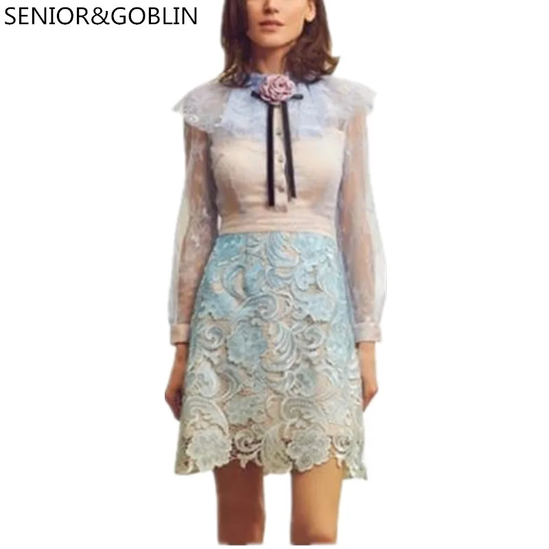 Платье для автопортрета ажурное кружевное платье с сеткой осень 2019|runway dress|hollow