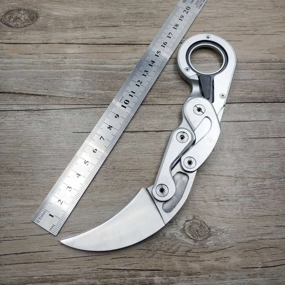 Large size silver Прямая поставка, складной карманный нож karambit CSGO из нержавеющей стали, портативный механический тактический нож-коготь, инструмент для повседневного использования - Цвет: Large size silver