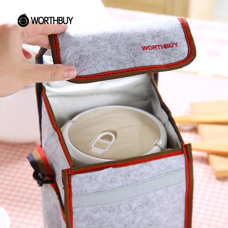 WORTHBUY, переносная термоизолированная сумка для обеда, твердые фетровые сумки для обеда, сумка-тоут с Tinfoil для женщин, детей, сумка для пикника, кемпинга