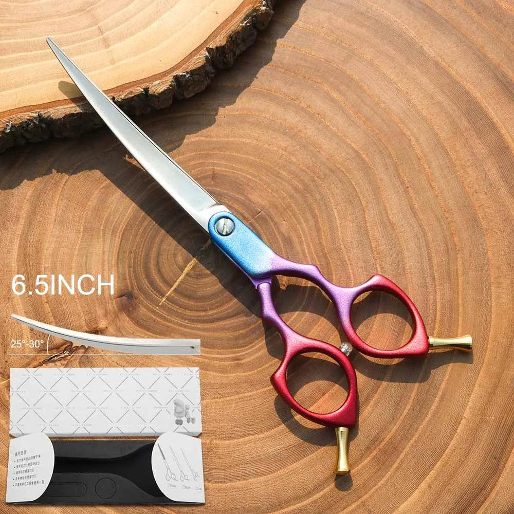 6.5 INCH Curved 3 Профессиональные ножницы для стрижки собак кривая 6 дюймов 6,5 дюймов изогнутые ножницы легкий вес многоцветный Япония 440C Kingbird Топ класс - Цвет: 6.5 INCH Curved 3