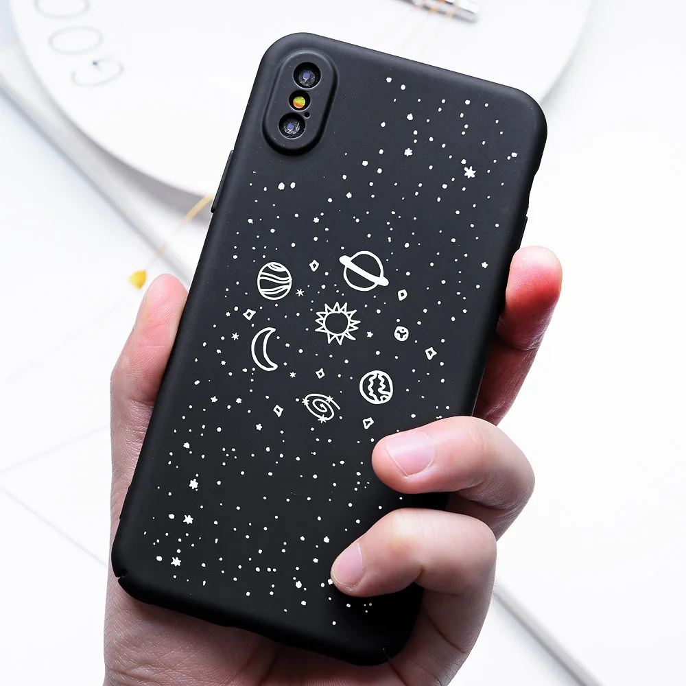 TOMKAS Moon узорчатые Чехлы для iPhone X 8 7 s Чехол Жесткий PC чехол матовый Космос простые 6
