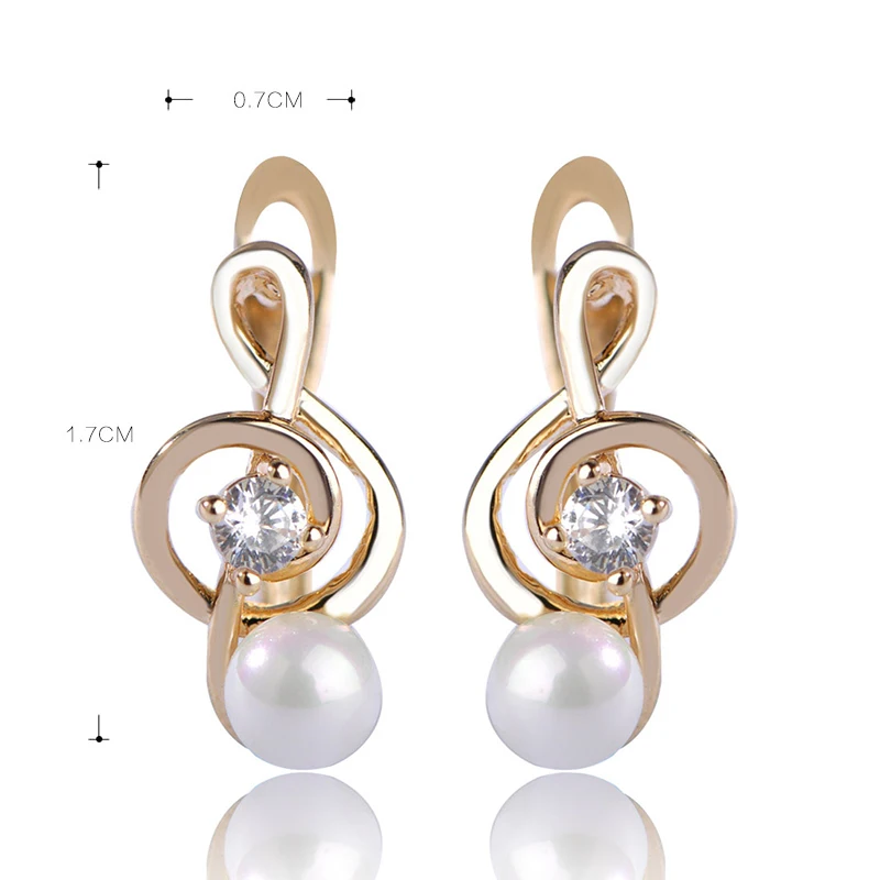 Женские серьги пусеты Blucome Серебристые с имитацией жемчуга в форме нот