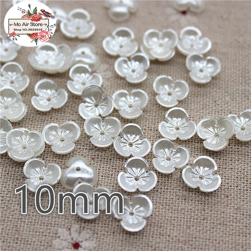 100 шт./лот 10 мм 3D цветочные жемчужные бусины ABS Смола плоские имитация жемчуга