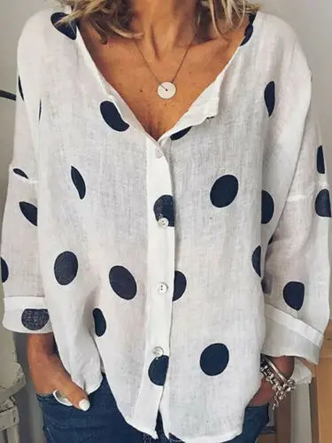 2019 New Womens Tops And Blouses Casual Long Sleeve Cute Dot Printed Summer Ladies Women Outfits Shirts |