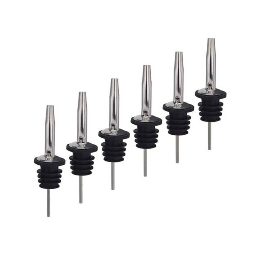 

Six Pieces Stainless Steel Classic Bottle Pourers With Tapered Spout